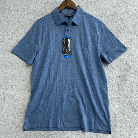 NEW Banana Republic Men's L Luxe Touch Performance Polo Shirt Blue - Picture 2 of 7